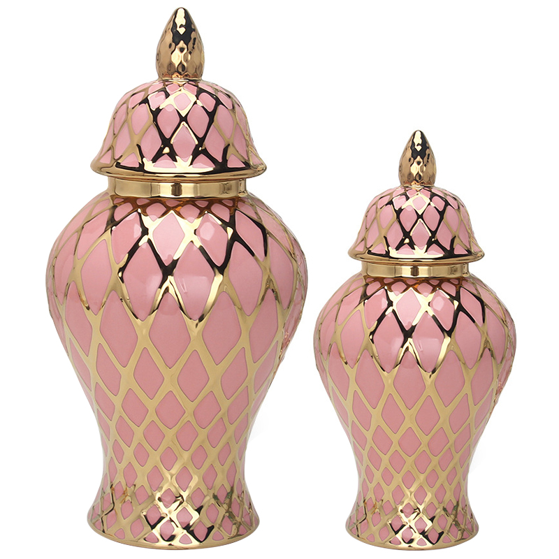 Ваза с крышкой Gold Ornament Pink Vase Розовый Золотой в Екатеринбурге | Loft Concept 