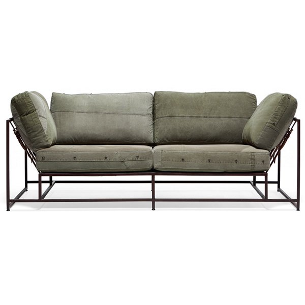 Двухместный диван Olive Military Two Seat Sofa Оливковый в Екатеринбурге | Loft Concept 