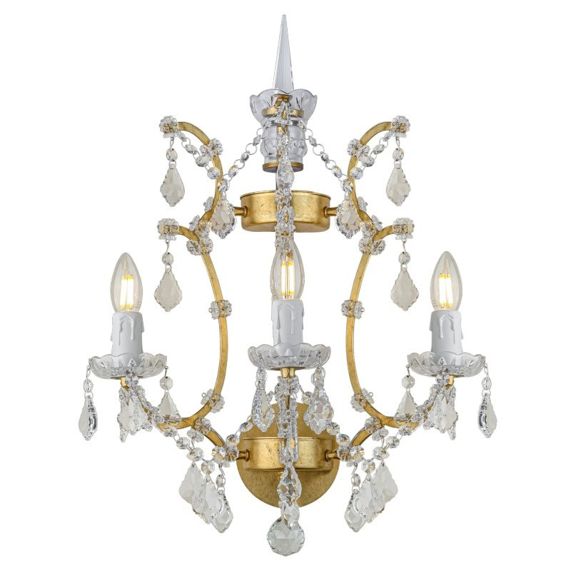 Бра 19th c. Rococo IRON & CLEAR CRYSTAL Gold Wall Lamp Золотой Прозрачное Стекло в Екатеринбурге | Loft Concept 