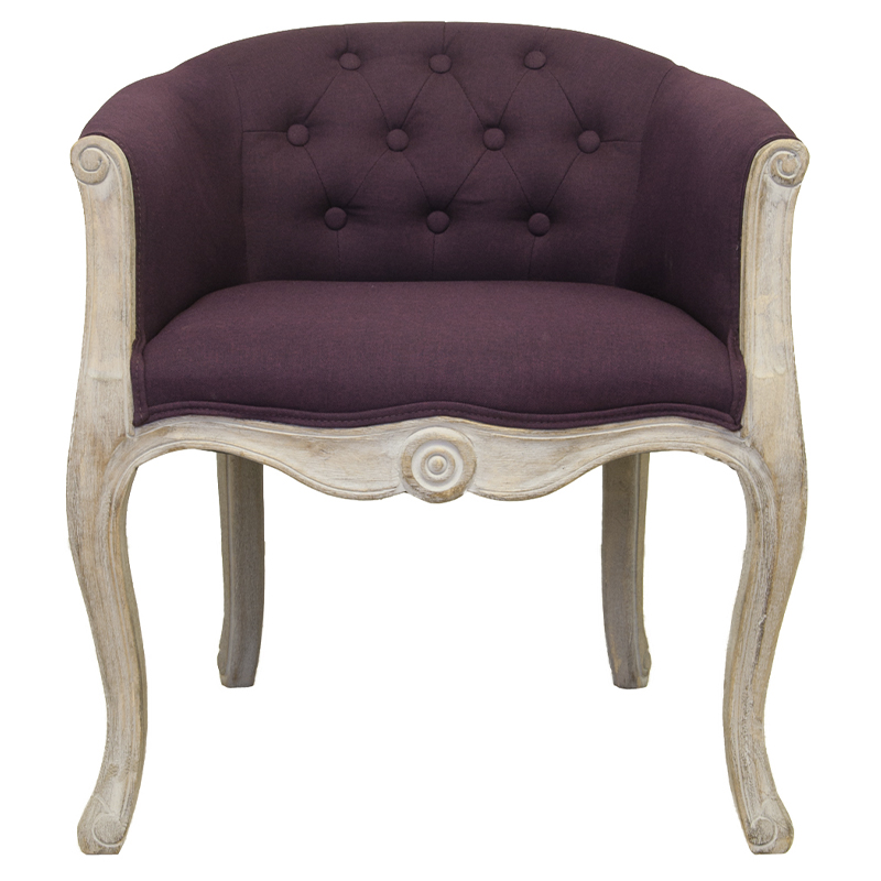 Кресло низкое в стиле прованс Louis French Armchair violet flax Фиолетовый Бежево-серый в Екатеринбурге | Loft Concept 