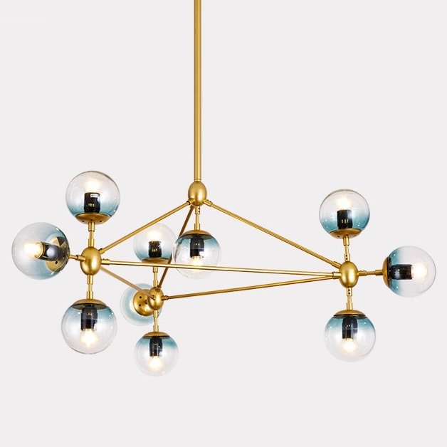 Люстра Modo Chandelier Globes Blue Ambre Gold Золотой в Екатеринбурге | Loft Concept 