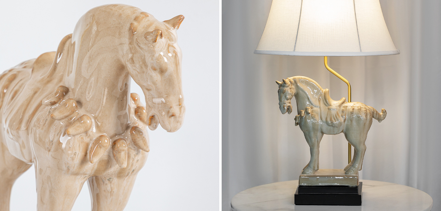 Настольная лампа Dynasty Tang Horse Sculpture Lampshade - фото