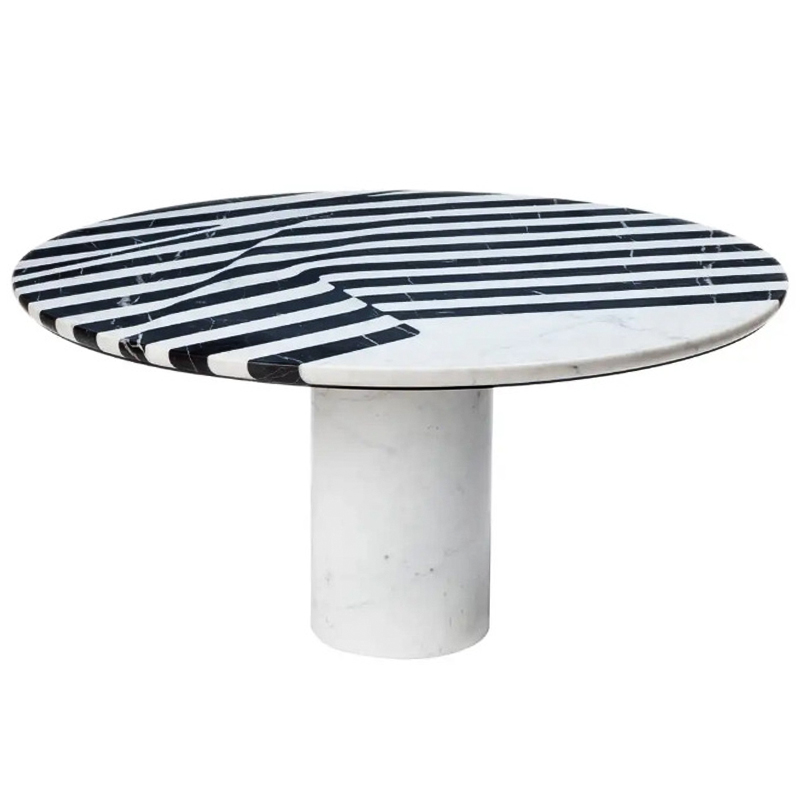 Обеденный стол Safwan Black and White Stripes Dining Table Черно-белый Белый Мрамор Bianco Черный Мрамор Nero в Екатеринбурге | Loft Concept 