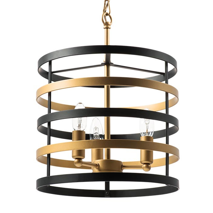 Люстра Gold Stripes Chandelier 3 Черный Золотой в Екатеринбурге | Loft Concept 