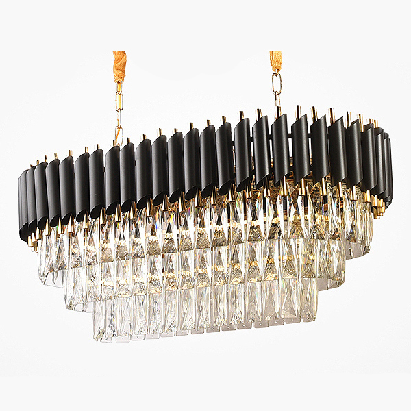 Люстра Empire Black Rectangular Chandelier Crystal Черный Золотой Прозрачный в Екатеринбурге | Loft Concept 