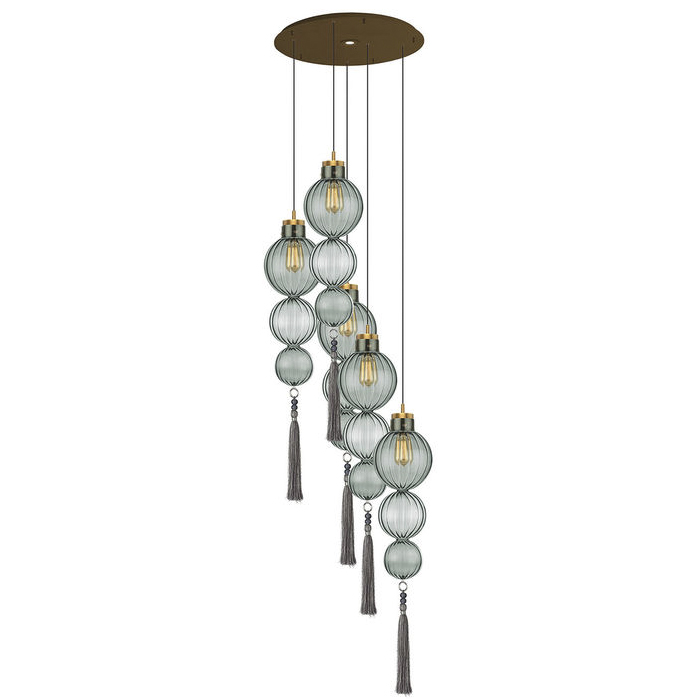 Люстра Heathfield Lighting - Medina Circle 5 Chandelier Хром Латунь Прозрачный Коричневый Голубой в Екатеринбурге | Loft Concept 