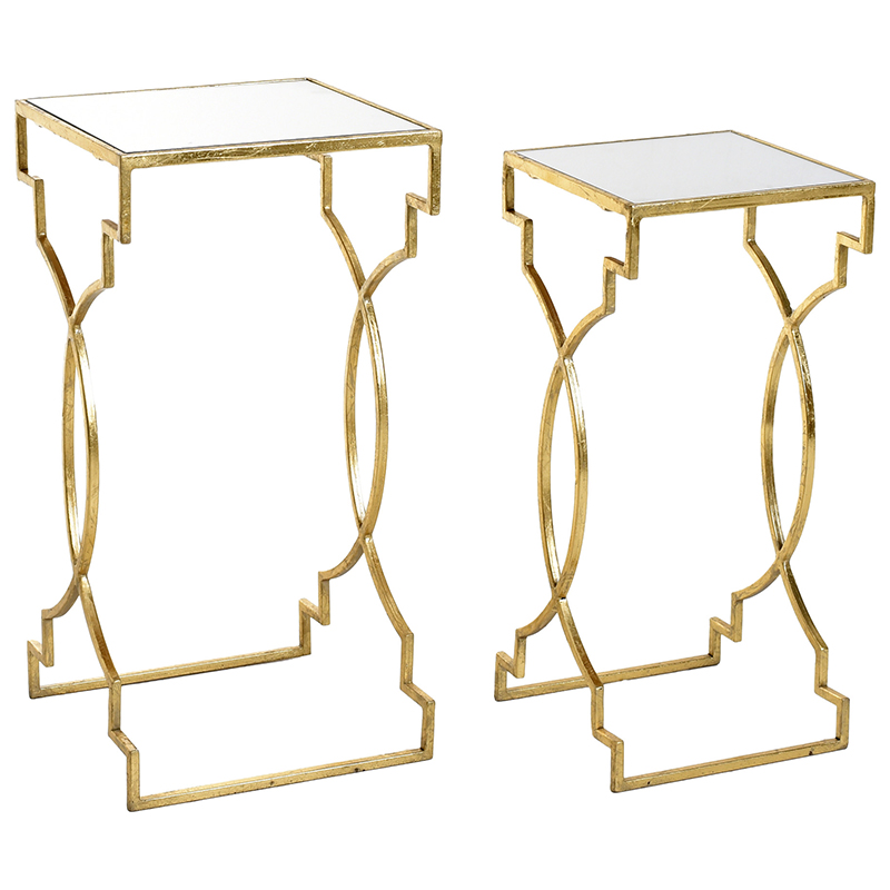 Комплект приставных столов Cowan Side Tables Золотой Прозрачный в Екатеринбурге | Loft Concept 