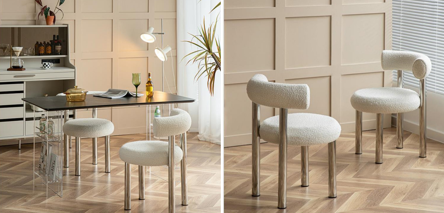 Стул Ellias White Boucle Chair - фото