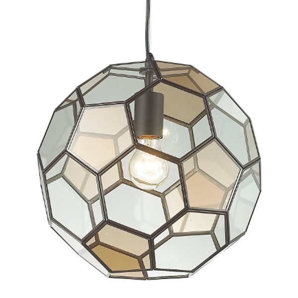 Подвесной светильник Glass & Metal Cage Pendant Globe Multi Прозрачное Стекло Янтарь (Amber) Черный в Екатеринбурге | Loft Concept 