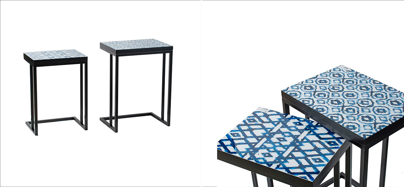 Комплект столиков с синим орнаментом Jeffrey - фото №2