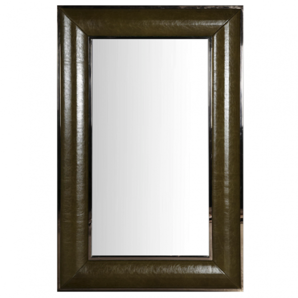 Зеркало настенное Leather Lux Mirror Square Oliva Оливковый в Екатеринбурге | Loft Concept 