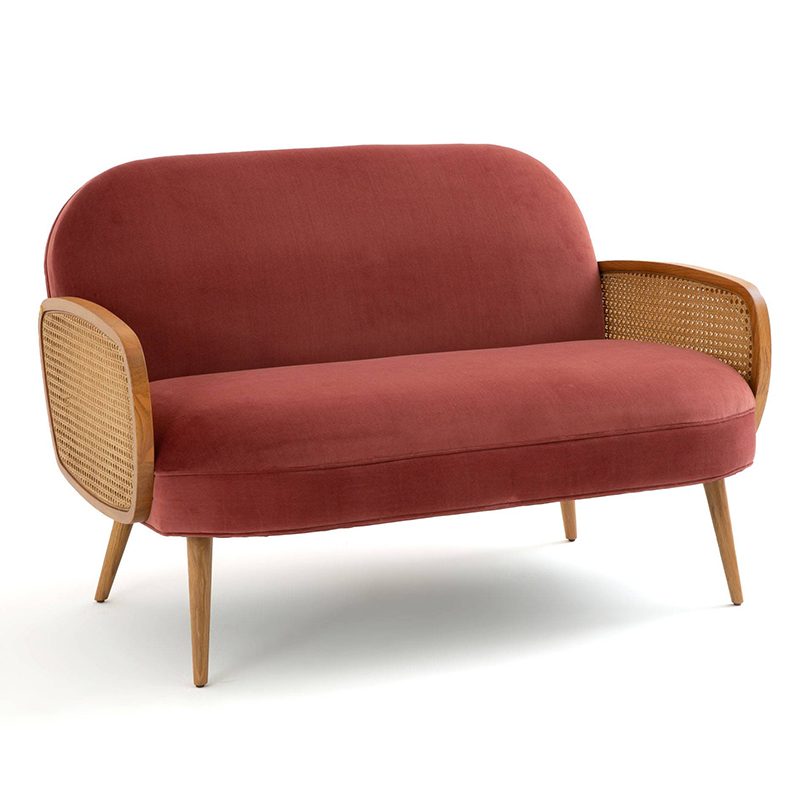 Диван Morten Wicker Crimson Sofa Малиновый Малиновый (Crimson) в Екатеринбурге | Loft Concept 