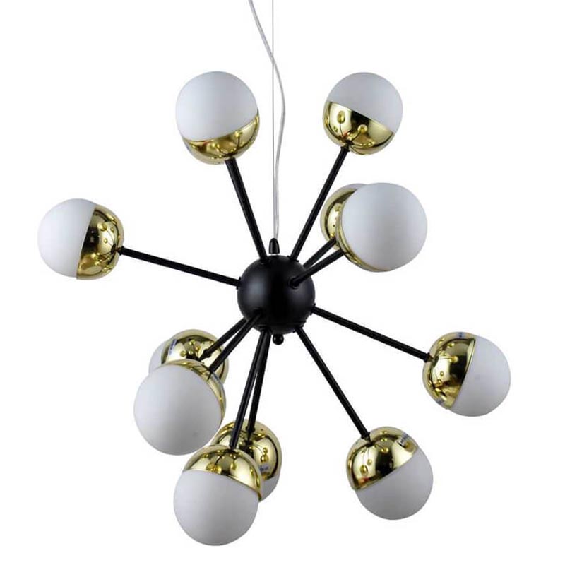 Люстра Sputnik White and Gold Globe Chandelier 12 Черный Золотой Белый в Екатеринбурге | Loft Concept 