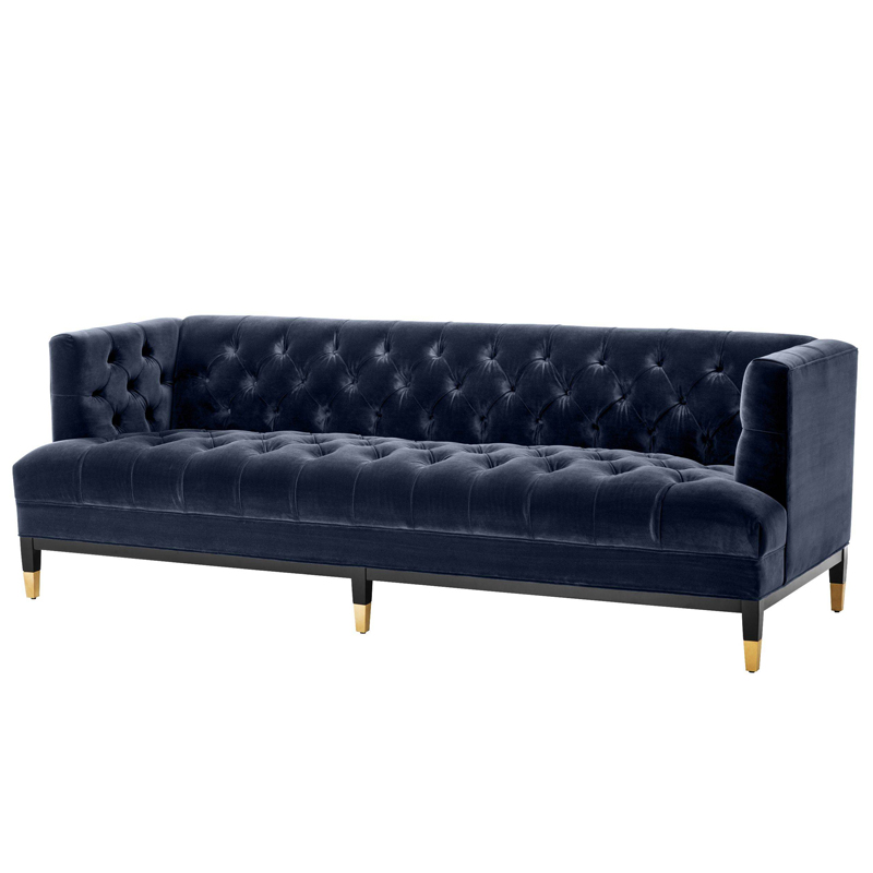 Диван Eichholtz Sofa Castelle midnight blue Темно-синий Черный Латунь в Екатеринбурге | Loft Concept 