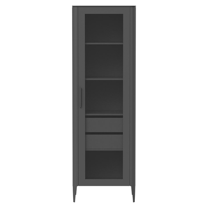 Витрина темно-серая со стеклянной дверью с 4-мя полками и 2-мя ящиками Type  Серый в Екатеринбурге | Loft Concept 