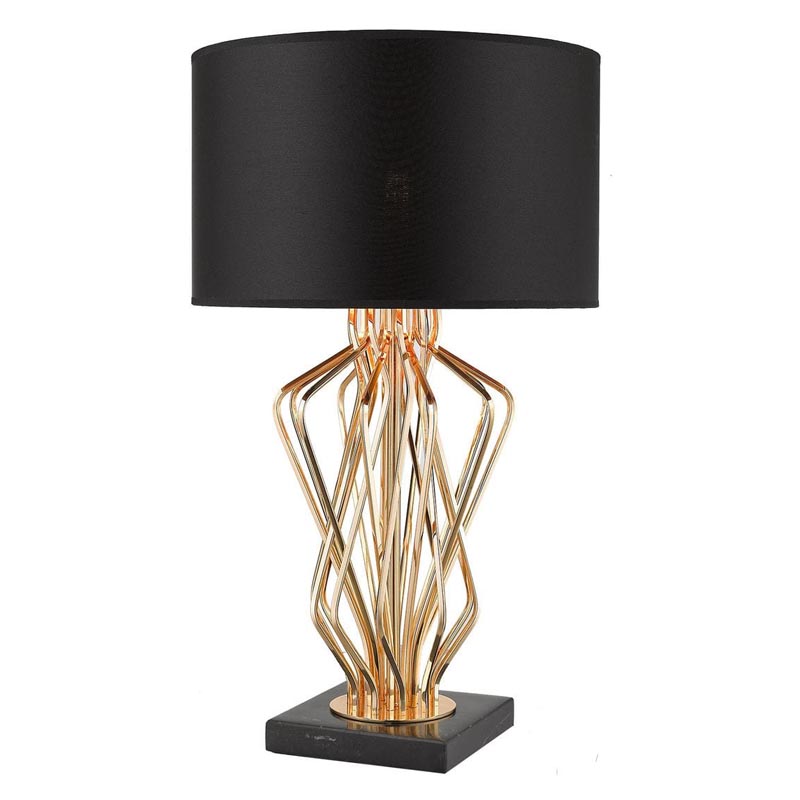 Настольная лампа Lester Table Lamp Черный Мрамор Nero Глянцевое золото в Екатеринбурге | Loft Concept 