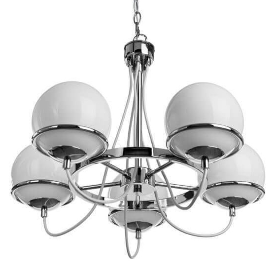 Люстра Melissa Chandelier Chromium 5 Хром Белый в Екатеринбурге | Loft Concept 