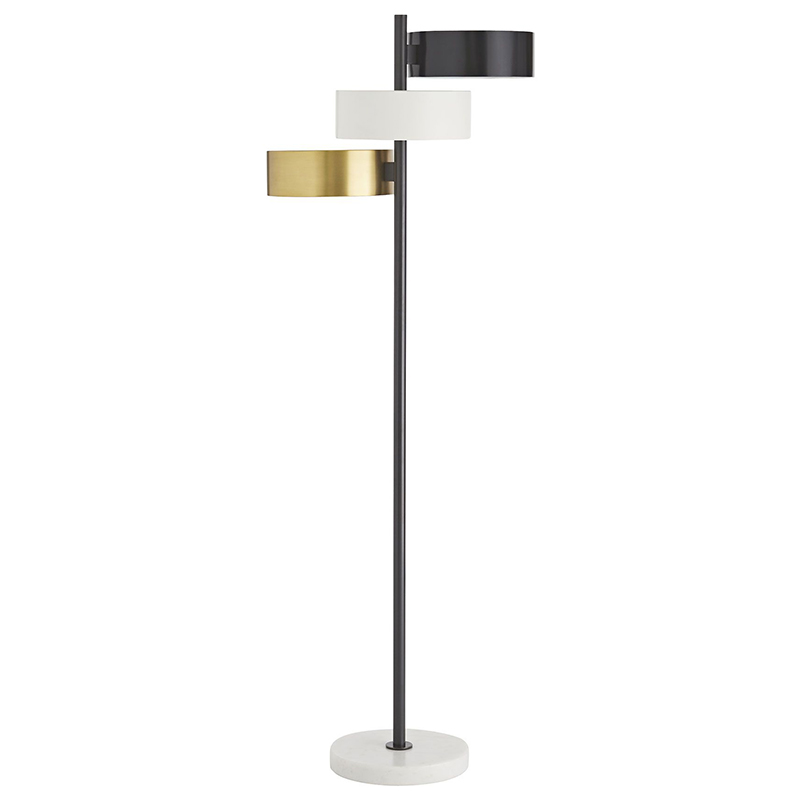 Торшер Arteriors HUTTON FLOOR LAMP Латунь Черный Белый в Екатеринбурге | Loft Concept 