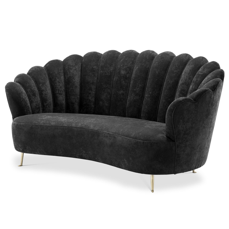 Диван Eichholtz Sofa Messina Black Черный Латунь в Екатеринбурге | Loft Concept 