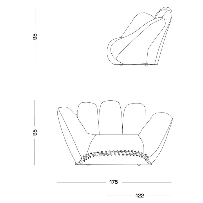 Дизайнерское кожаное кресло в форме руки Poltronova Joe Whip Armchair в Екатеринбурге