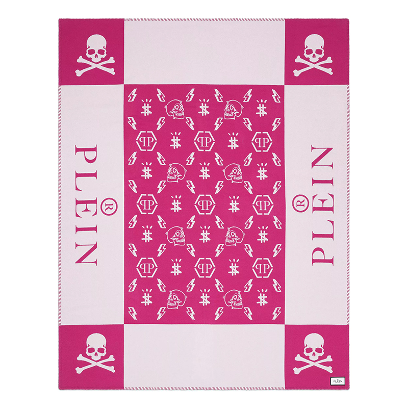 Плед Philipp Plein Plaid Cashmere Skull Pink Розовый Белый в Екатеринбурге | Loft Concept 