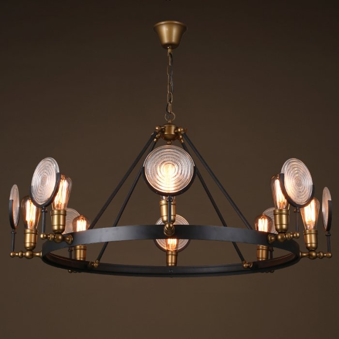 Люстра GASLIGHT LENS Chandelier 8 Черный в Екатеринбурге | Loft Concept 