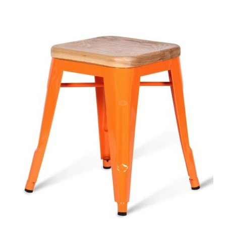 Кухонный стул Tolix Wood Seat Stool Черный Салатовый Нержавеющая сталь Красный Зеленый Желтый Голубой Белый Коричневый Оранжевый Древесина в Екатеринбурге | Loft Concept 