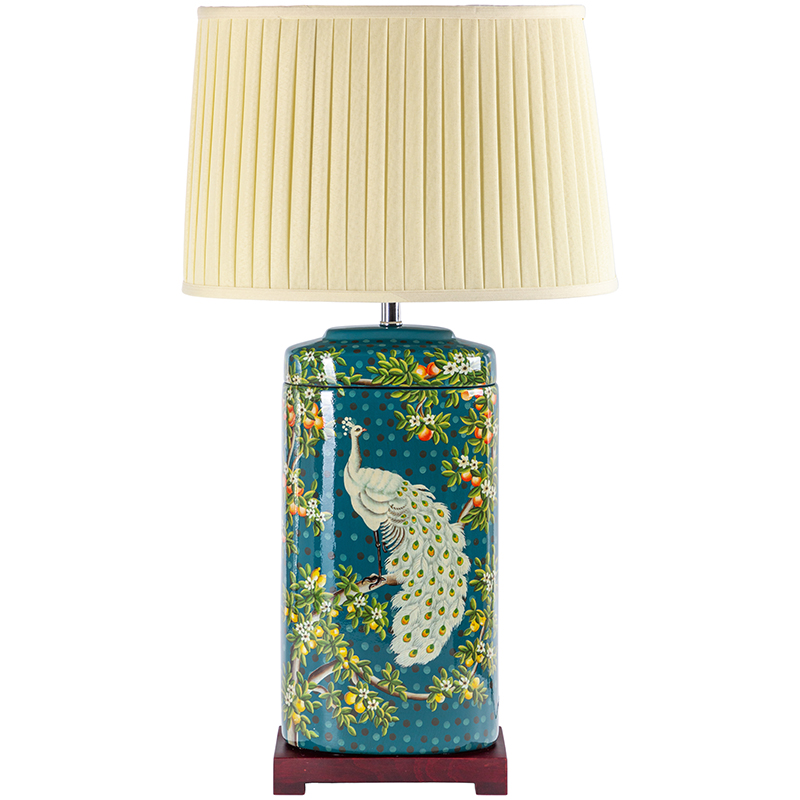 Настольная лампа White Peacock Lampshade Изумрудный Бежевый Мульти в Екатеринбурге | Loft Concept 