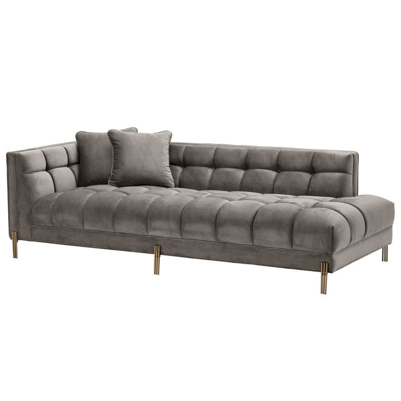 Кушетка Eichholtz Lounge Sofa Sienna Left Серый Матовая латунь в Екатеринбурге | Loft Concept 