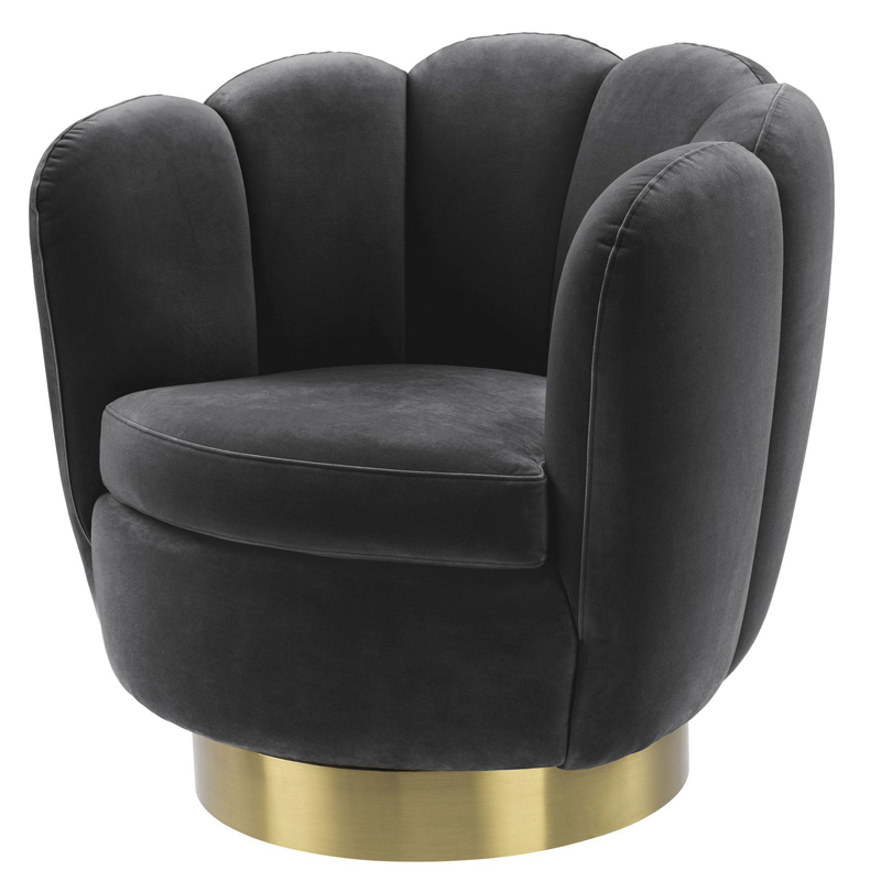 Кресло Eichholtz Swivel Chair Mirage dark grey Серый Матовая латунь в Екатеринбурге | Loft Concept 