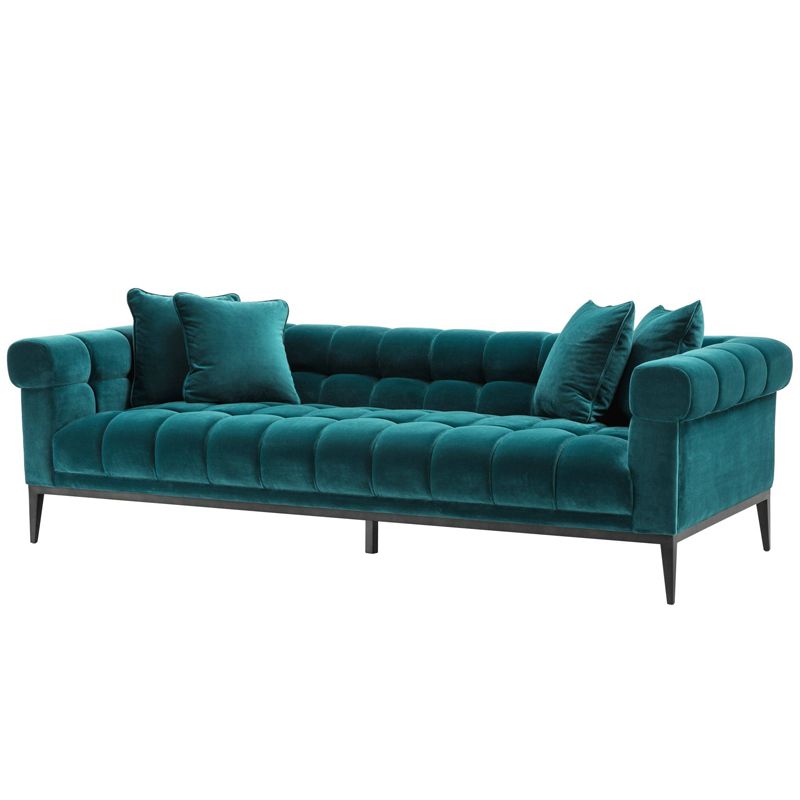 Диван Eichholtz Sofa Aurelio sea green Бирюзовый Черный в Екатеринбурге | Loft Concept 