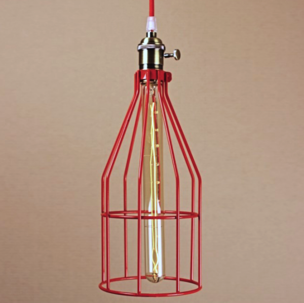 Подвесной светильник Wire Cage Pendant Twix Red Красный в Екатеринбурге | Loft Concept 