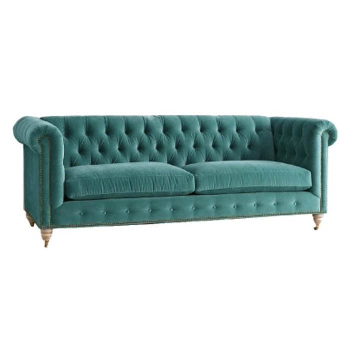 Трехместный диван Velvet Lyre Chesterfield Sofa Серый Фиолетовый Красный Малахит (зеленый) Бирюзовый Голубой пастельный Золотой в Екатеринбурге | Loft Concept 