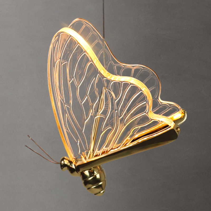 Люстра Glass butterfly chandelier C Глянцевое золото Прозрачный Черный в Екатеринбурге | Loft Concept 