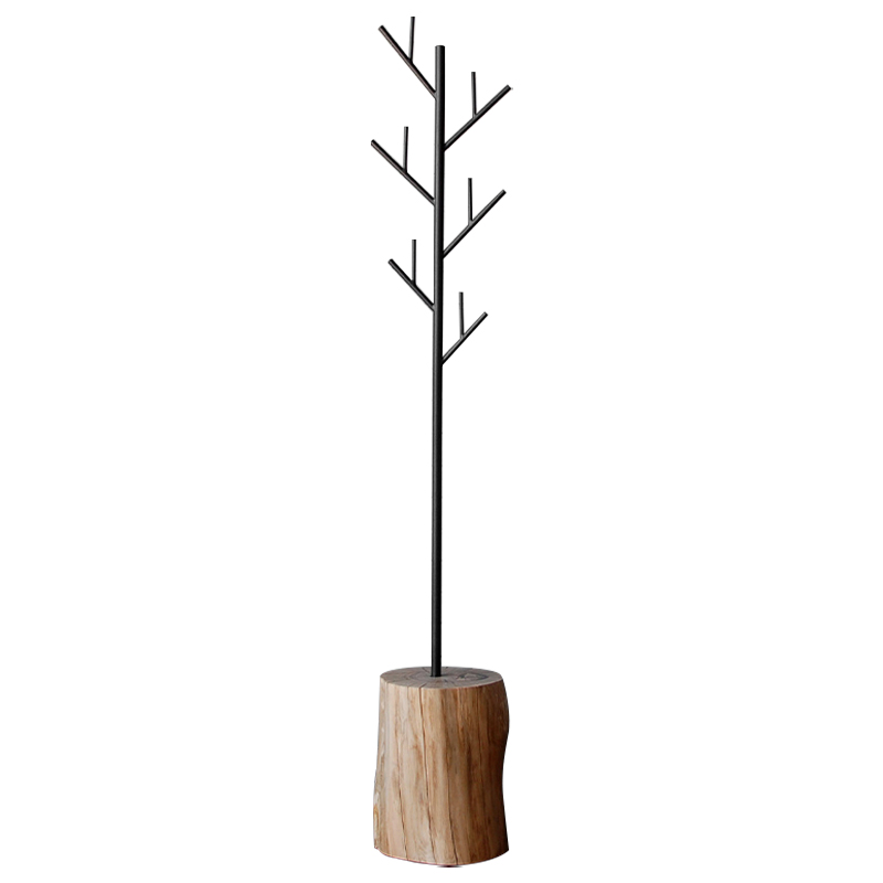 Вешалка Metal Branches and Stump Floor Hanger Black Черный Светлый дуб в Екатеринбурге | Loft Concept 