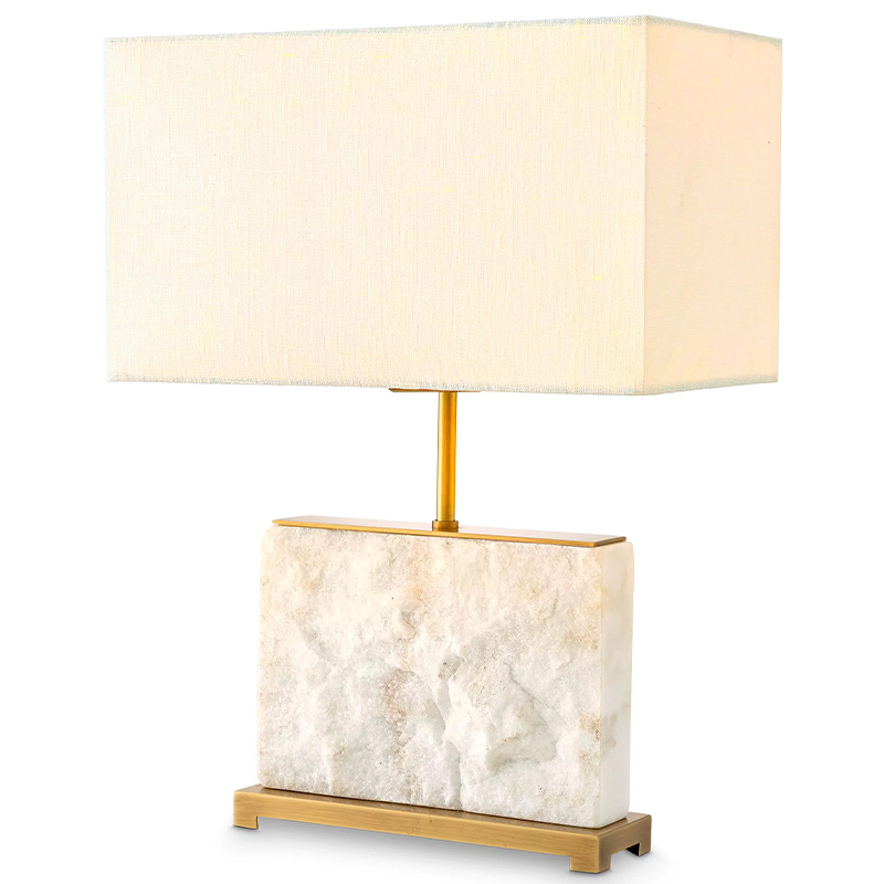 Настольная лампа Eichholtz Table Lamp Newton S Marble Белый Мрамор Bianco Латунь Кремовый в Екатеринбурге | Loft Concept 