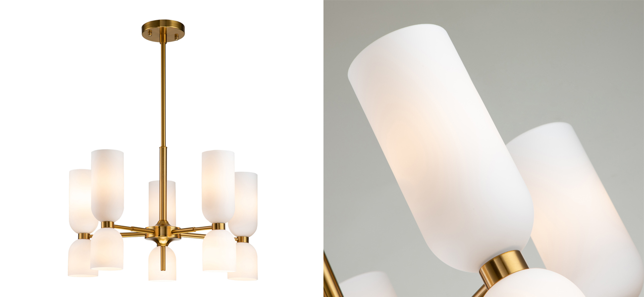 Люстра с плафонами из белого стекла Light Maker Studio 10 Ламп - фото