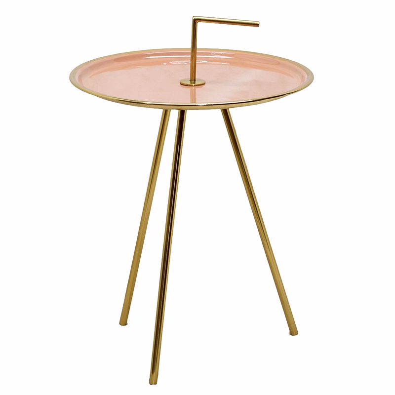 Приставной стол Salute Table Pink Розовый пастельный Глянцевое золото в Екатеринбурге | Loft Concept 