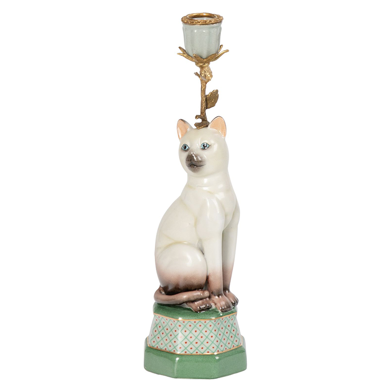 Подсвечник фигурка Кошка Candlestick cat Белый Мульти в Екатеринбурге | Loft Concept 