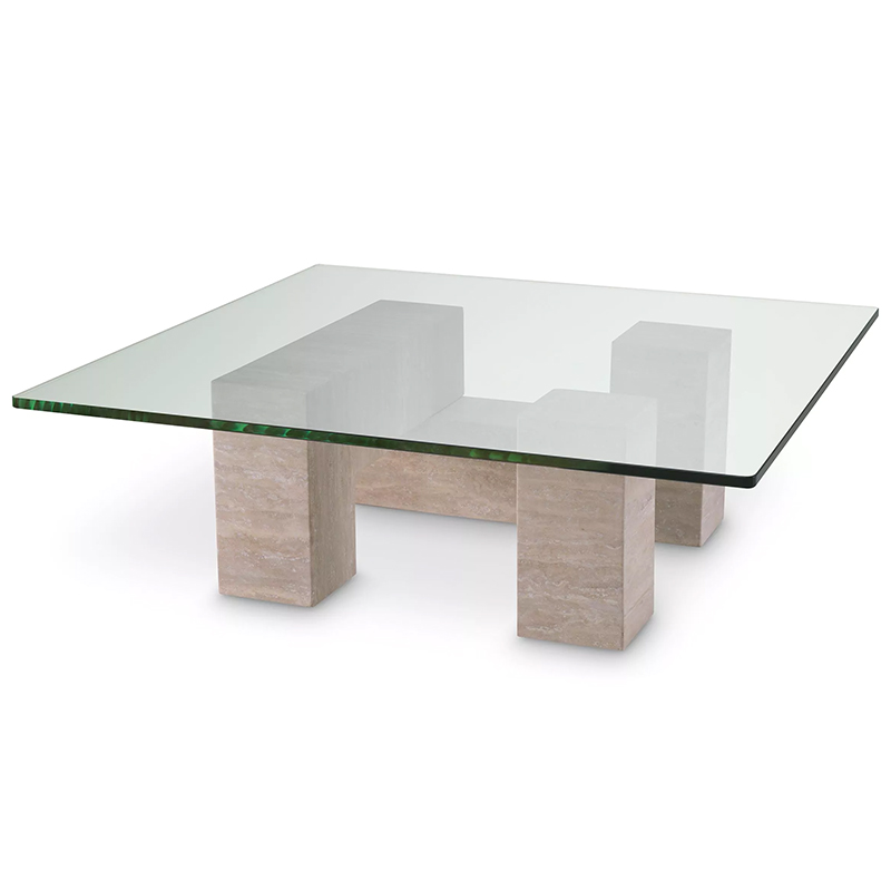 Кофейный стол Eichholtz Coffee Table Ikal Прозрачное Стекло Песочный в Екатеринбурге | Loft Concept 