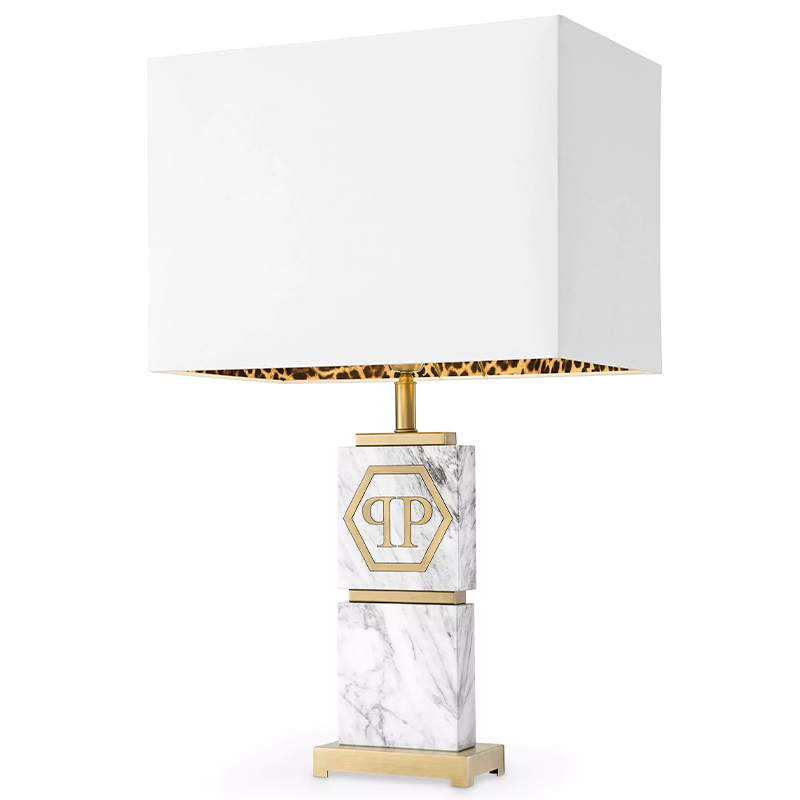 Настольная лампа Philipp Plein Table Lamp King Белый Мрамор Bianco Золотой Белый в Екатеринбурге | Loft Concept 