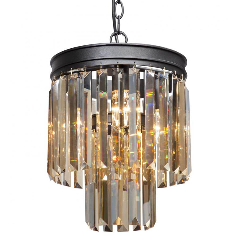 Светильник ODEON Amber GLASS Pendant lamp Янтарное Стекло D 27 Черный матовый Прозрачное Стекло в Екатеринбурге | Loft Concept 