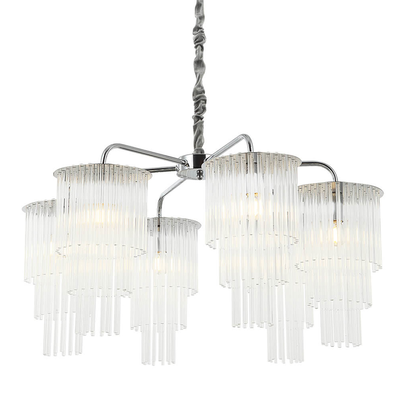 Люстра Harrison Chandelier chrome 6 lamp Хром Прозрачный в Екатеринбурге | Loft Concept 