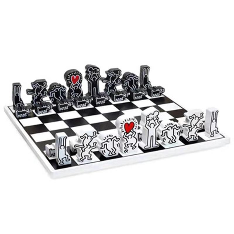 Деревянный шахматный набор Keith Haring Chess Set Белый Черный Красный в Екатеринбурге | Loft Concept 