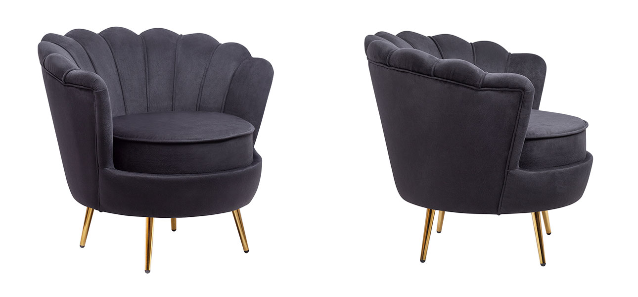 Кресло велюр черный Black Flower - фото