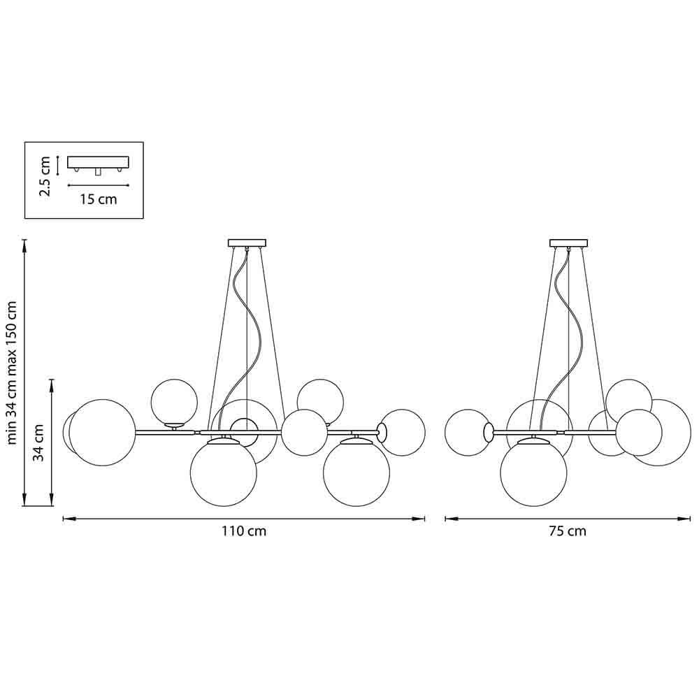 Люстра Bubbles on 4 Rings Chandelier Black в Екатеринбурге