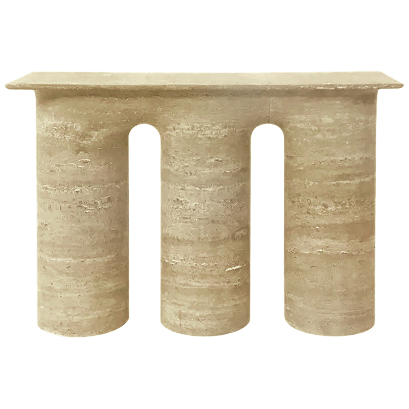 Консоль Three Columns Marble Travertine Console Песочный Коричневый в Екатеринбурге | Loft Concept 