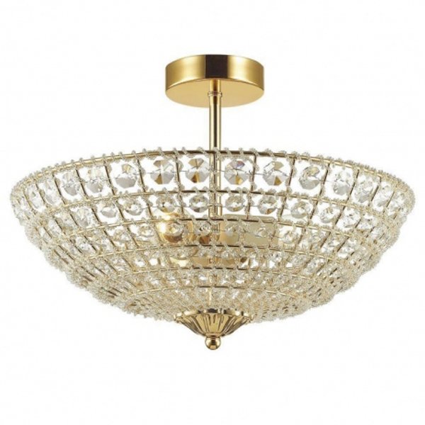 Потолочный светильник Casbah Crystal Top Lamp 3 Gold Прозрачный Глянцевое золото в Екатеринбурге | Loft Concept 