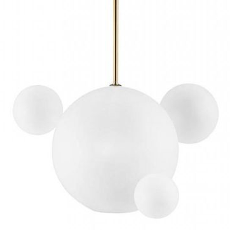 Светильник Giopato & Coombes Bollr Pendant 4 BUBBLE LAMP матовое белое стекло Белый Золотой в Екатеринбурге | Loft Concept 