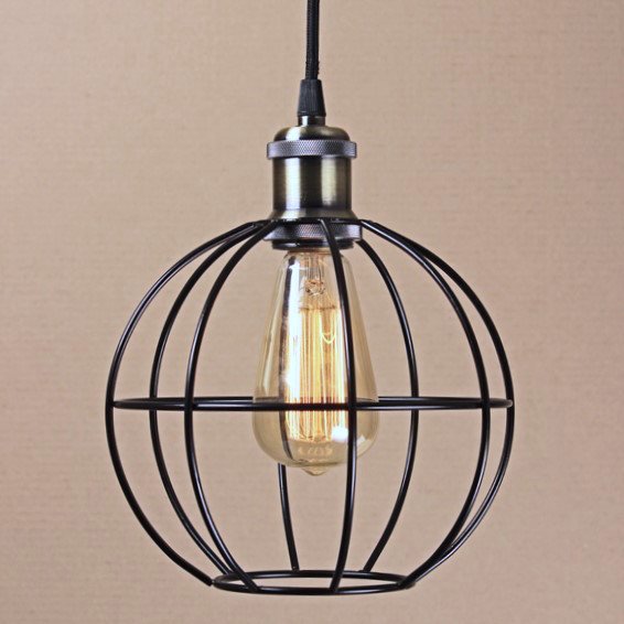 Подвесной светильник Wire Cage Pendant Ball Black Черный в Екатеринбурге | Loft Concept 